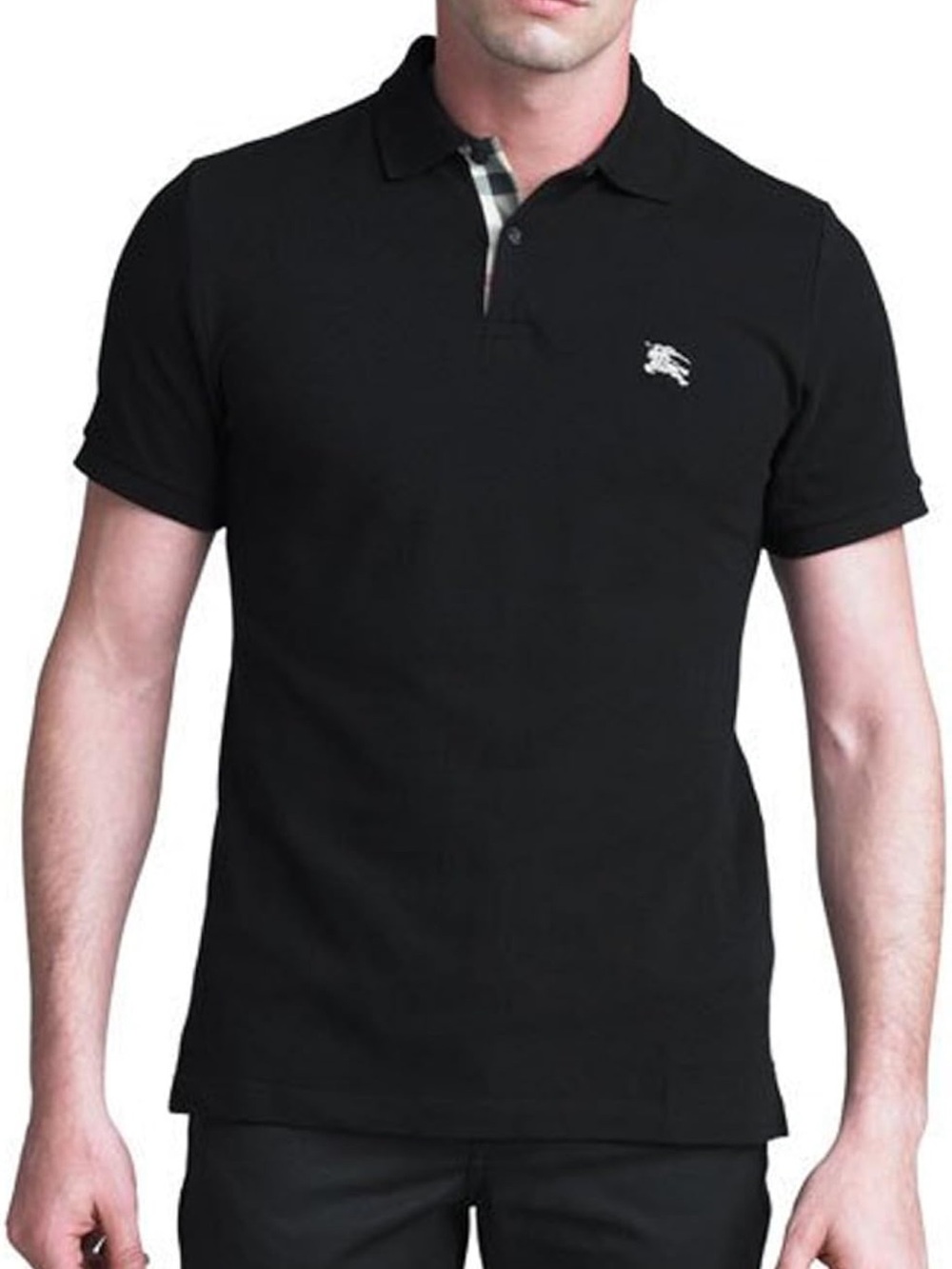 Burberry Black Polo with Signature Check Placket